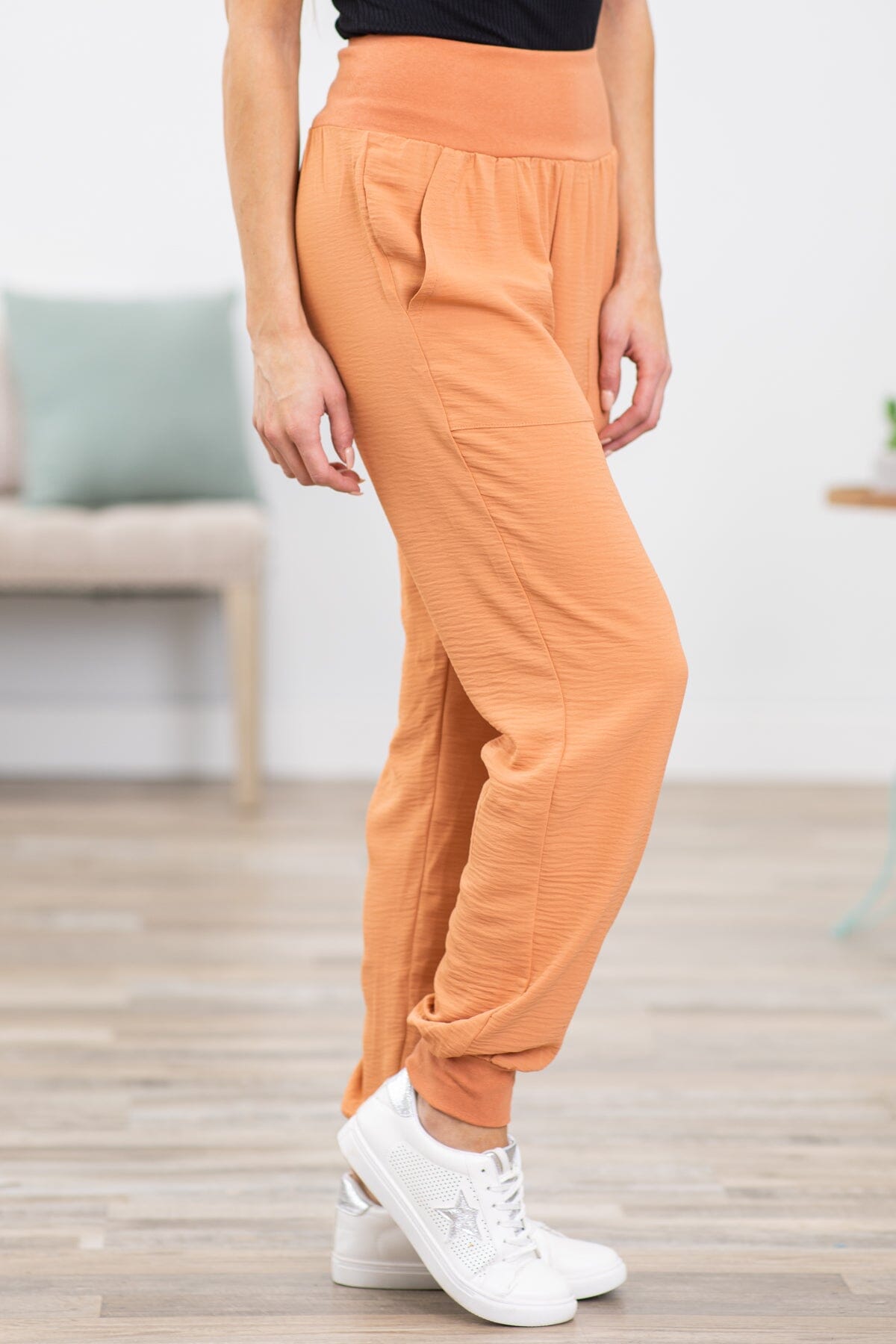 Orange Airflow Wide Waistband Joggers - Filly Flair