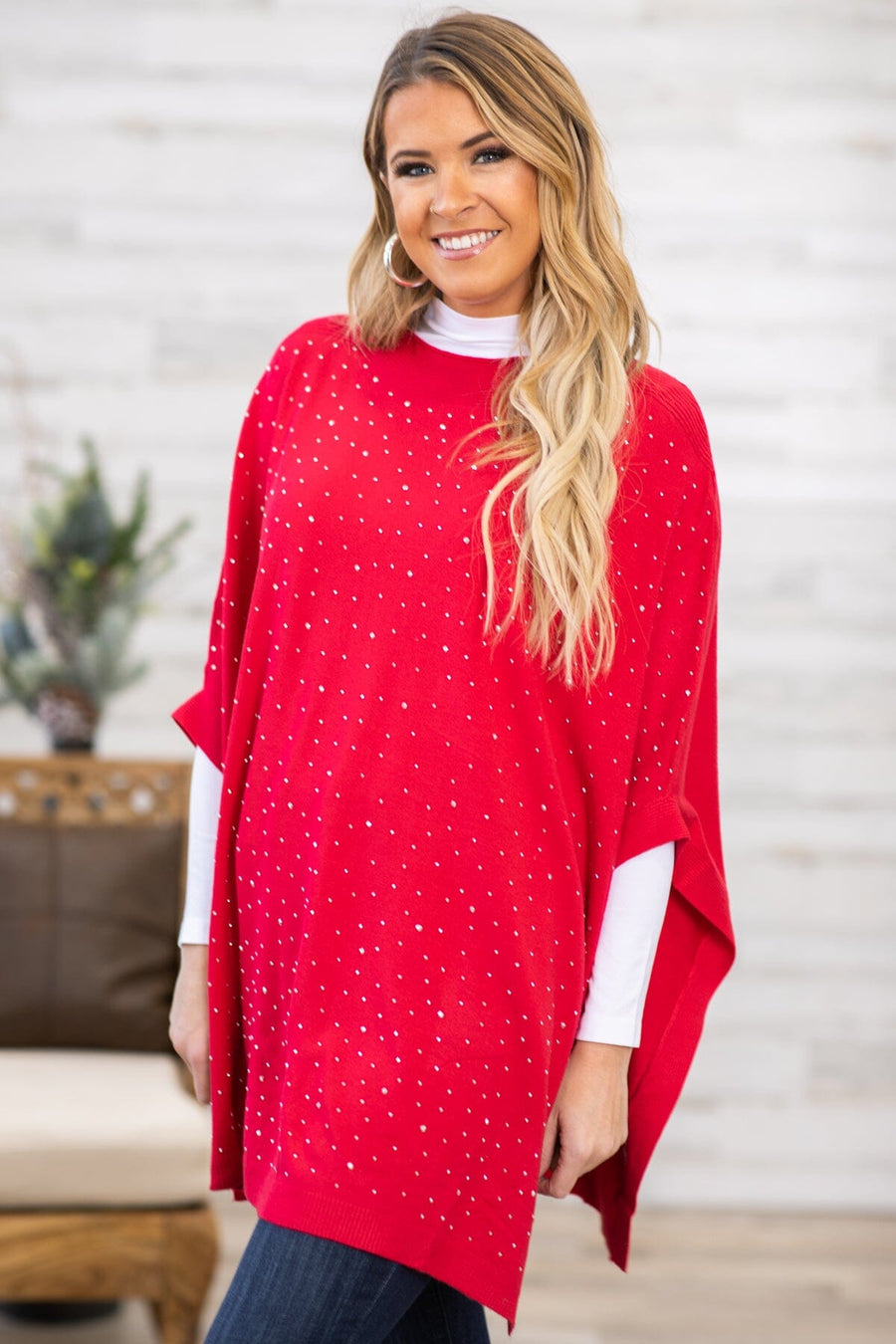 Red and Gold Scattered Studs Sweater - Filly Flair