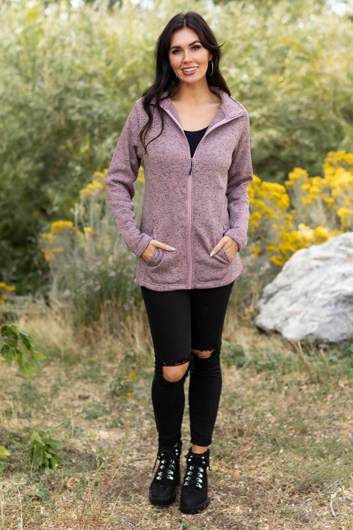 Heather Mauve Zip Up Jacket - Filly Flair
