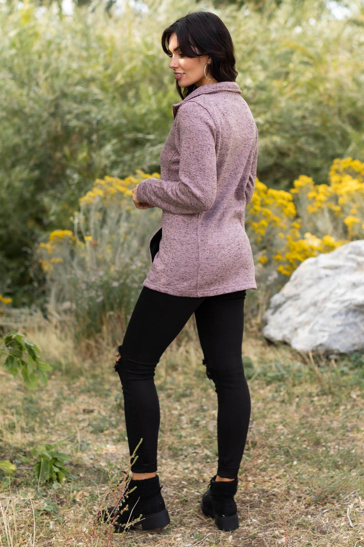 Heather Mauve Zip Up Jacket - Filly Flair