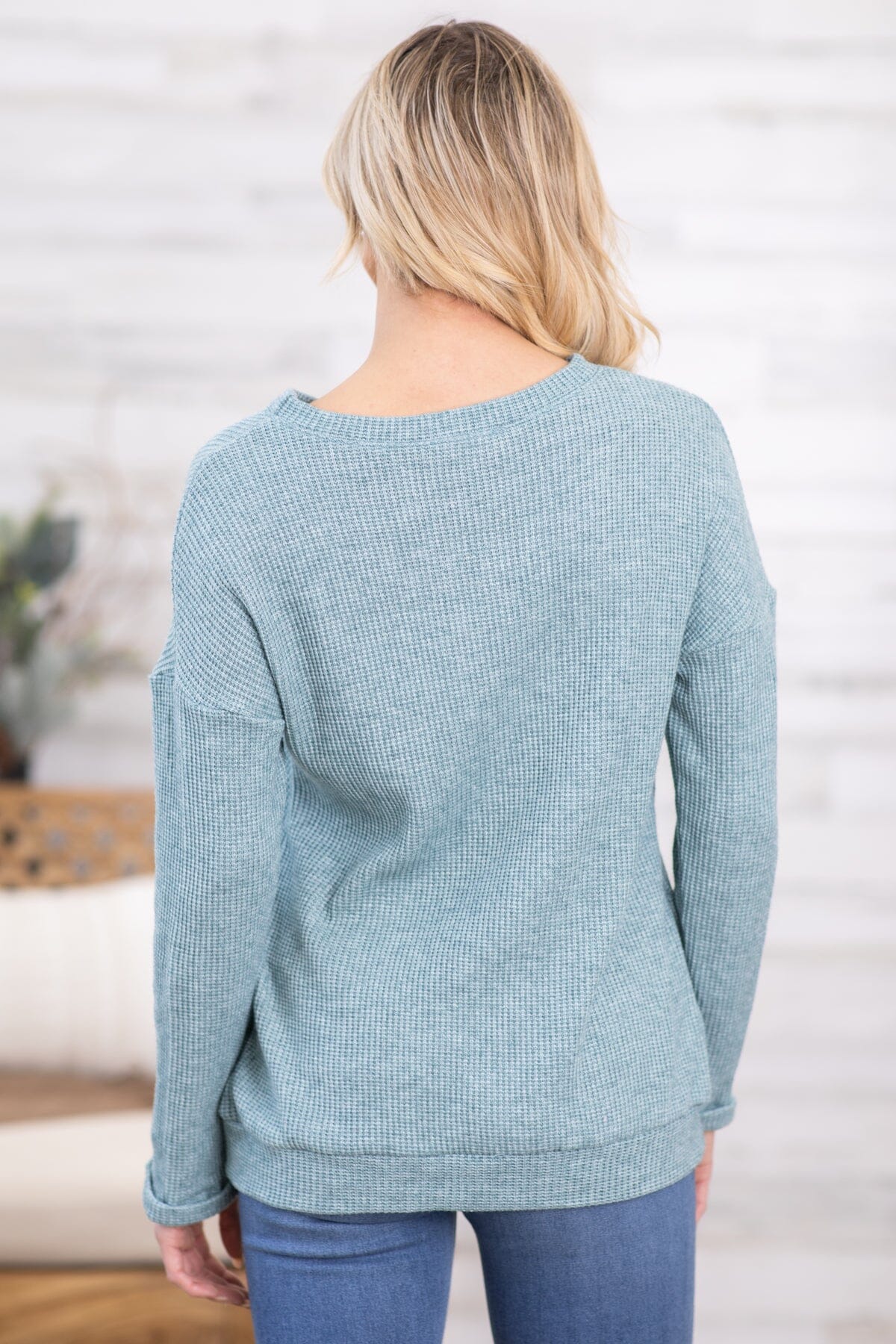 Teal Ribbed Drop Shoulder Top - Filly Flair
