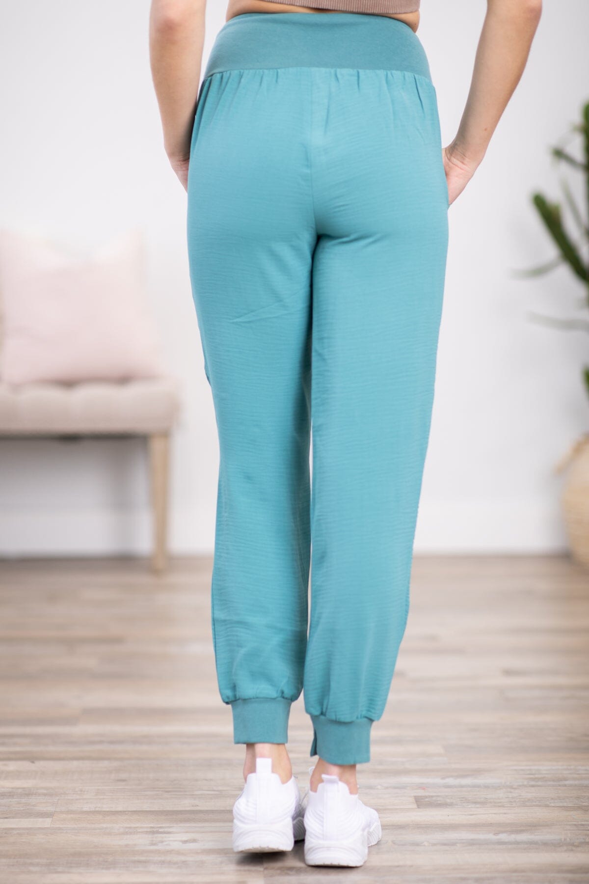 Turquoise Airflow Wide Waistband Joggers - Filly Flair