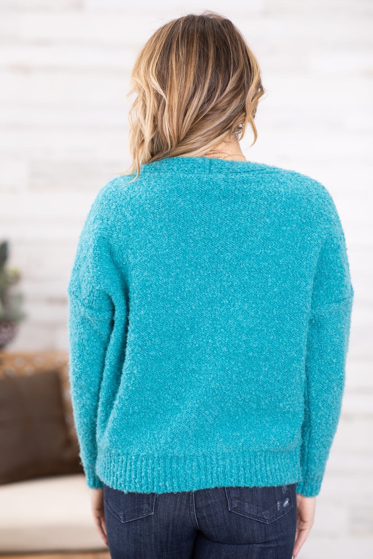 Turquoise Cardigan With Buttons - Filly Flair