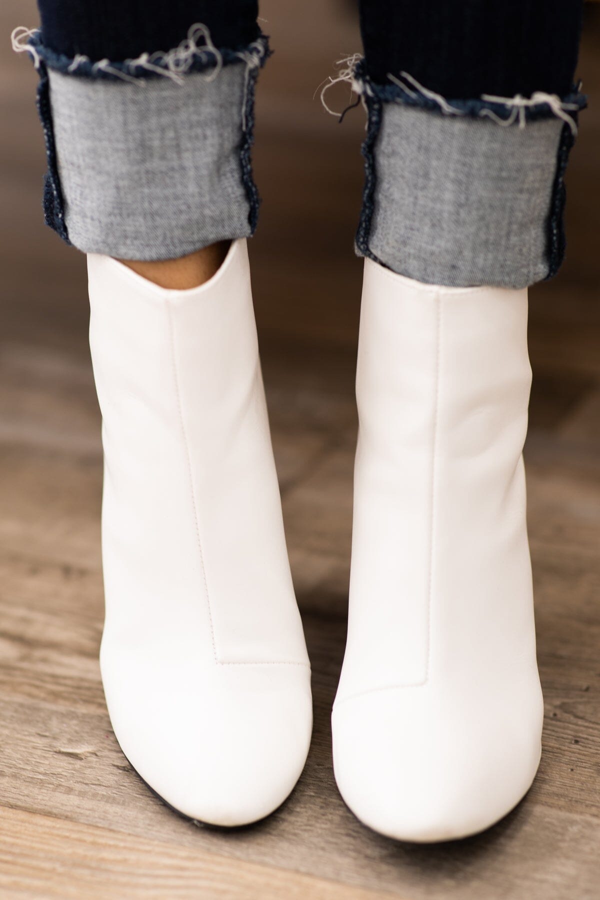 White and Black Back Zip Bootie - Filly Flair