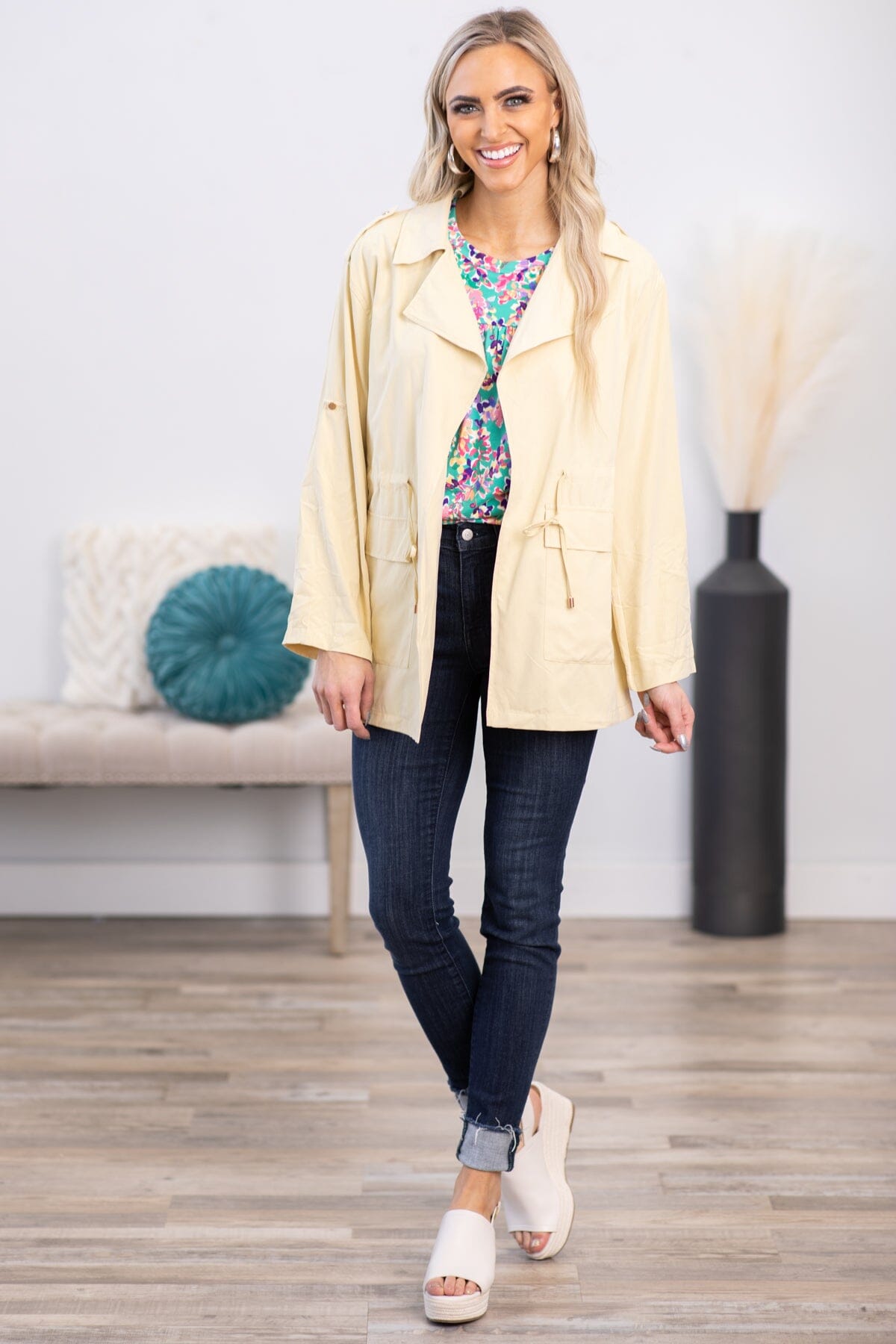 Yellow Roll Sleeve Anorak Jacket - Filly Flair
